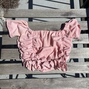 ✨ 2 for 15 ✨ Shirred Baby Pink Pastel Off Shoulder Blouse